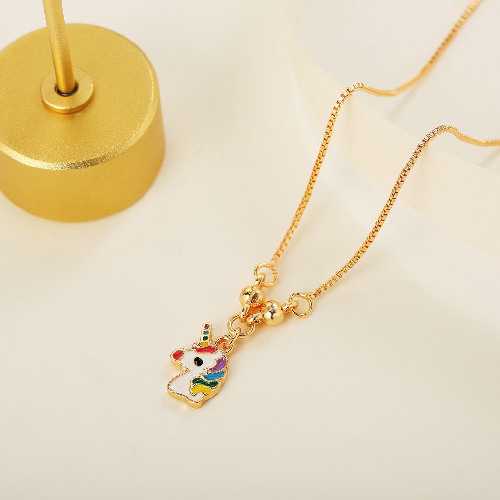 Y444 Kartun Kalung Aksesoris Cute Unicorn Girls Titanium Necklace Jewelry Gift Terbaru Anti Karat Anti Alergi Kalung