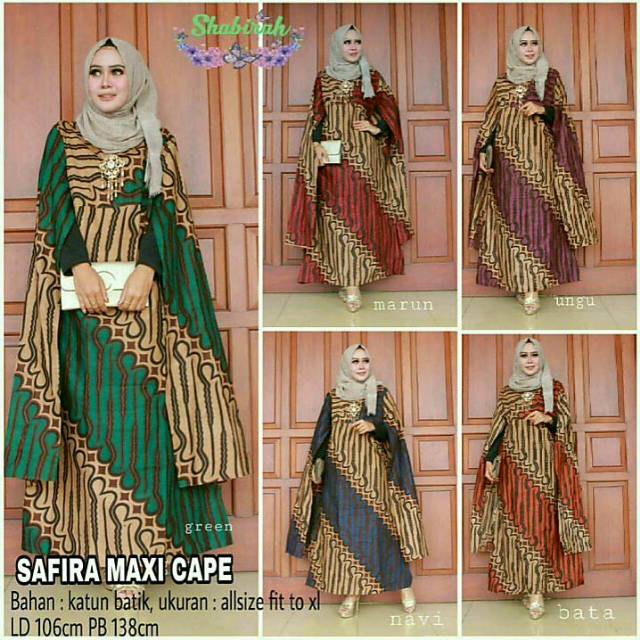 Model Batik Trend Safira Maxi Cape Modern Kekinian Buat Acara Pesta