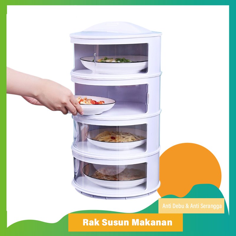 Solusi Dekorasi - Tudung Saji Susun 4 Tingkat / Rak Susun Makanan 4 Layer - Tempat Penyimpan Masakan