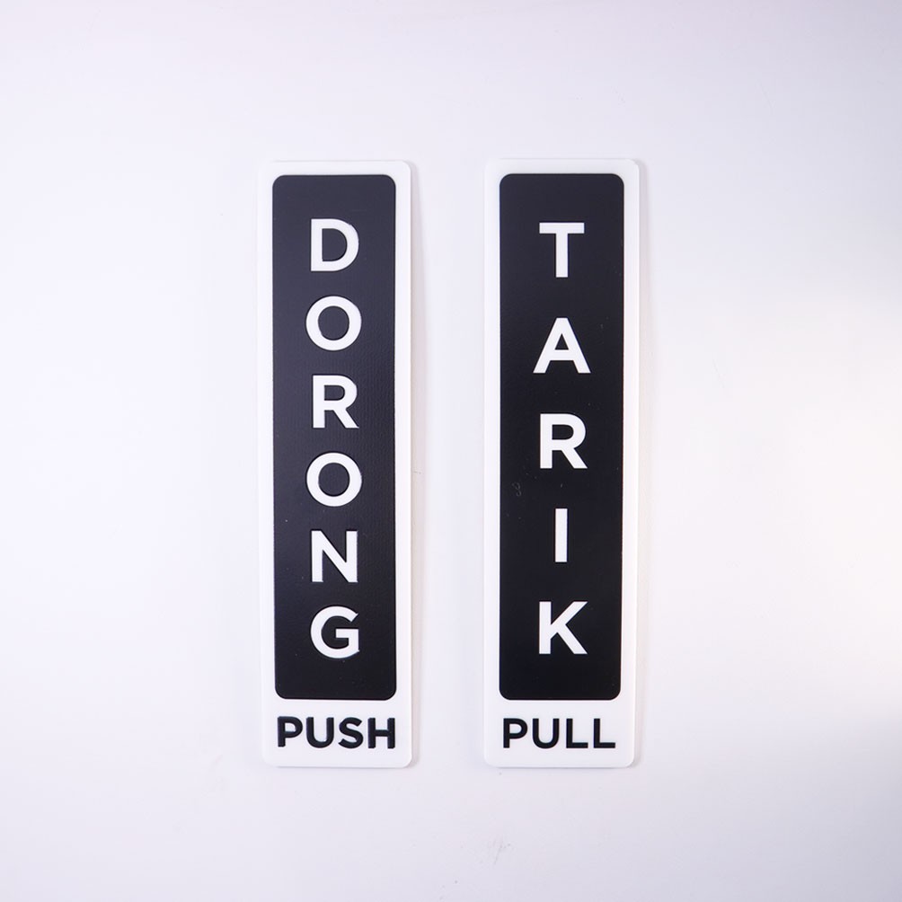 Label Dorong Tarik Signage Akrilik Sign Board Acrylic Pintu Tempelan Sticker Petunjuk Push Pull