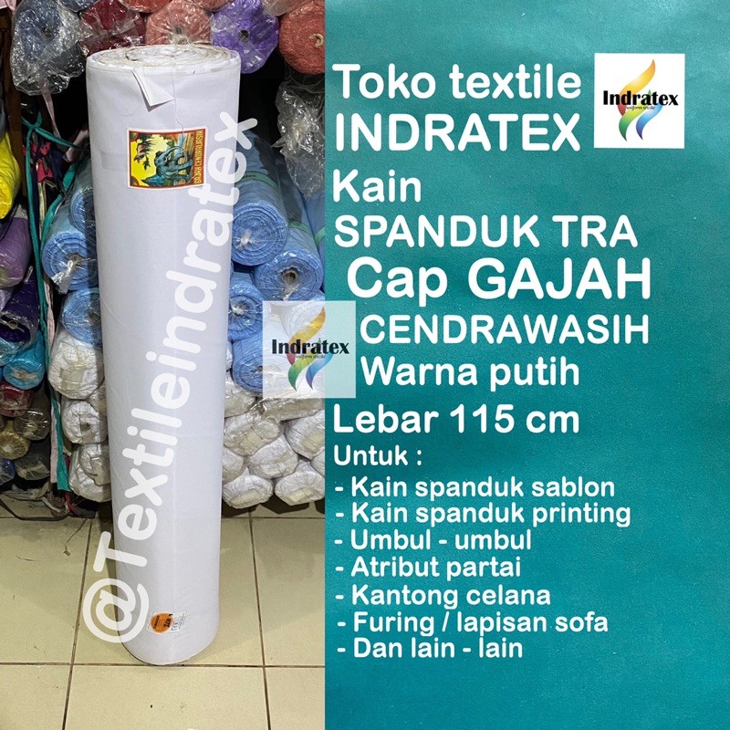 ( per 1 yard ) KAIN tetoron spanduk putih tebal TRA GAJAH CENDRAWASIH bahan umbul umbul kantong furing sofa goodie bag kerajinan tangan dekorasi dekor sablon printing sublime sublim