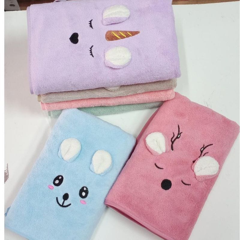 Handuk Bayi Microfiber Karakter - Handi Mandi Bayi Kuping Ukuran 120x60 cm