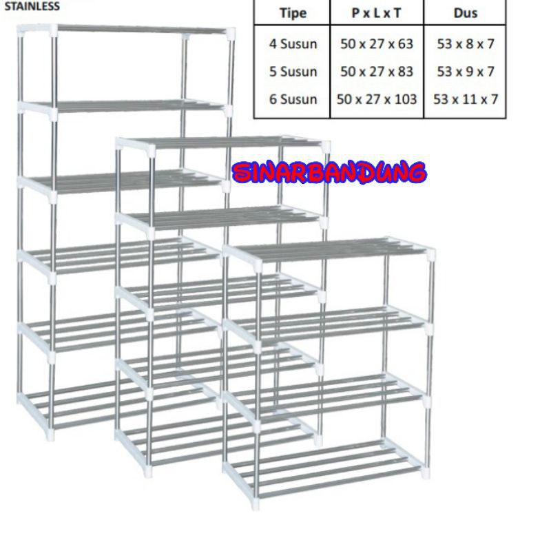 RAK SEPATU STAINLESS / RAK SUSUN