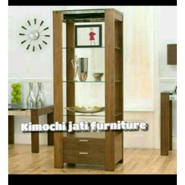 Lemari hias kaca minimalis mebel jati jepara