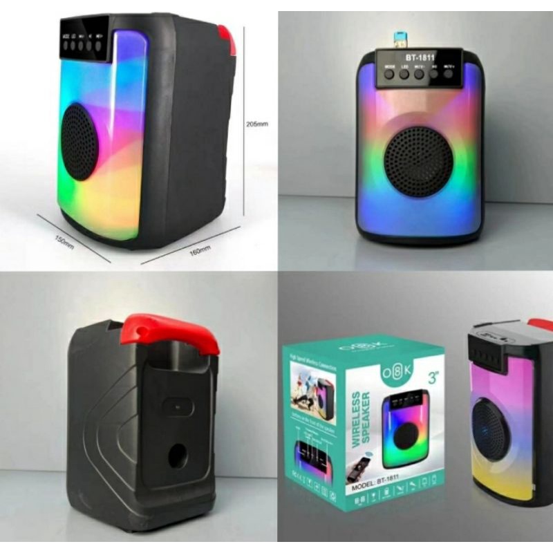 Speaker Bluetooth BT-1811 RGB LED Wireles Speaker Portable BT 1811