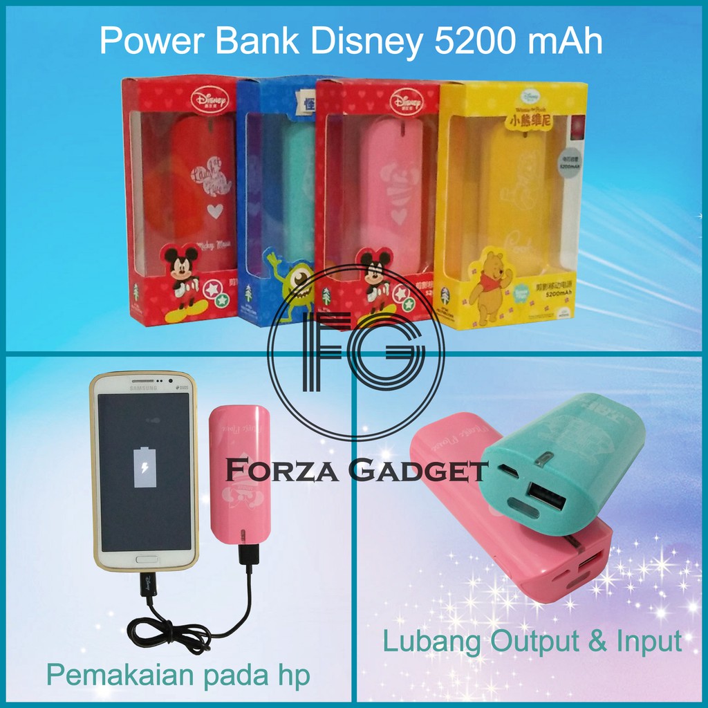 Powerbank MONSTER INC - MICKEY - MINNIE - POOH 5200mAh