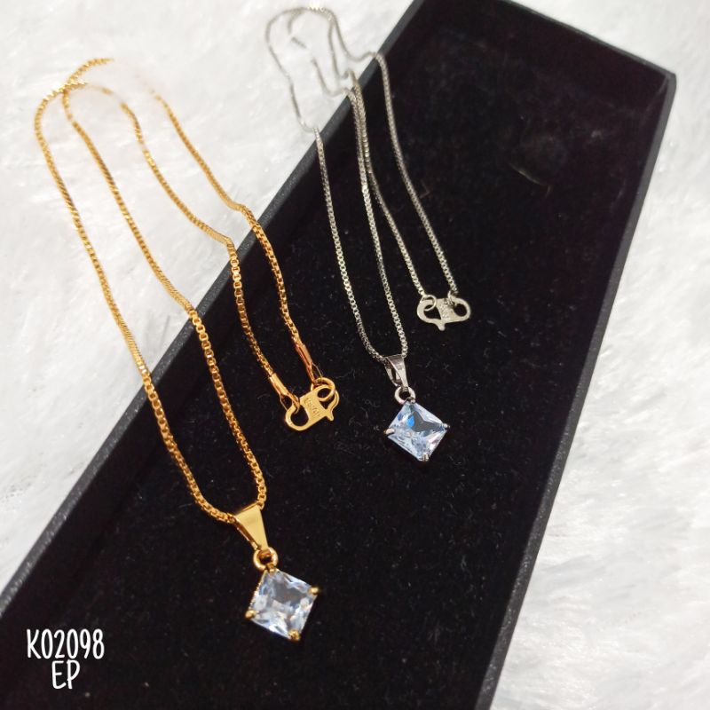 Kalung Fashion Rhodium Mata Zircon Simple K02098