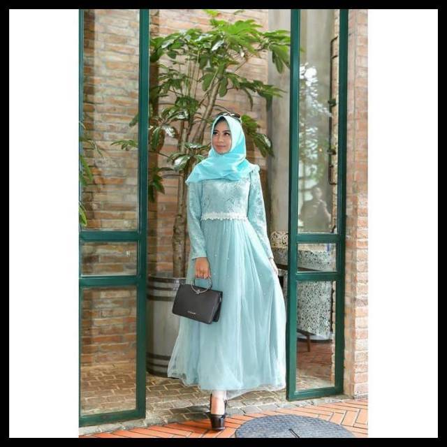 Dress Brukat Tile Mutiara Cantik Pesta