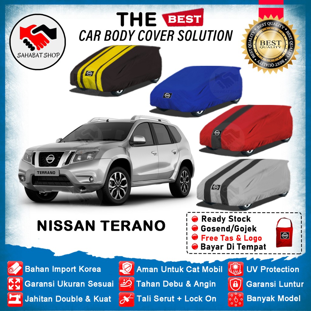 Sahabat Body Cover Mobil Terrano / Sarung Penutup Nissan Terrano Outdoor 1995 1996 1997 1998 1999 2000 2001 2002 2003 2004 2005 2006 / Selimut Pelindung Mantel Tutup Kerudung Mantol Kelambu Kerodong Pembungkus Mobil Terano Waterproof Anti Air Model Biru