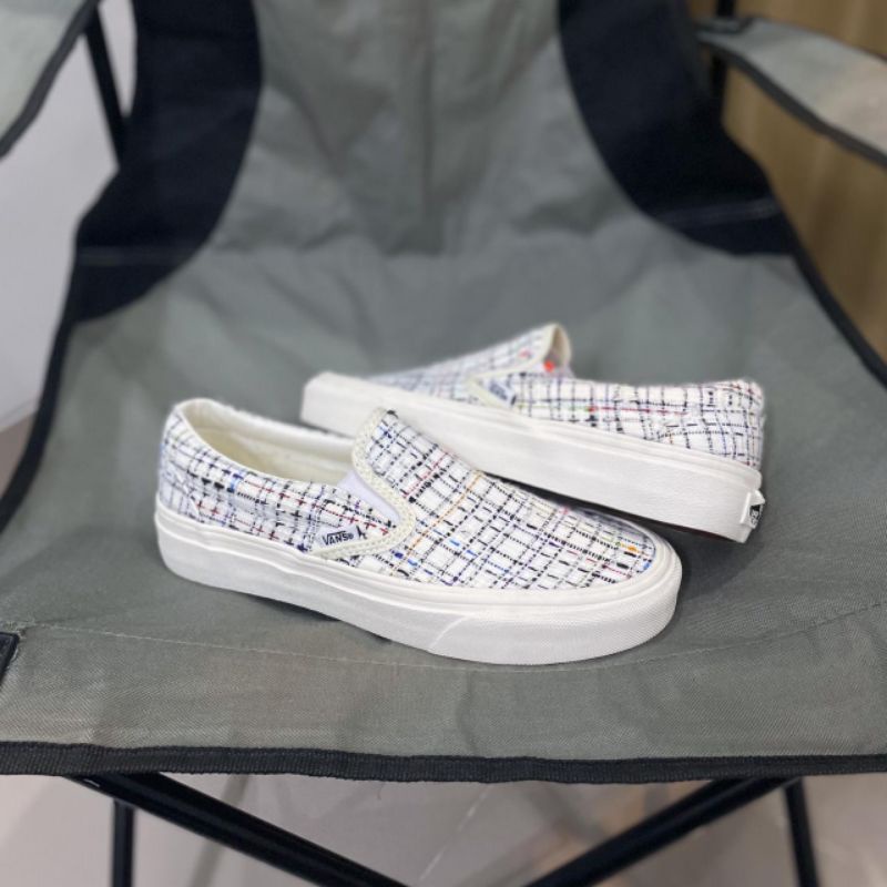 Vans Slip On Marshmallow Woven Plaid White Original