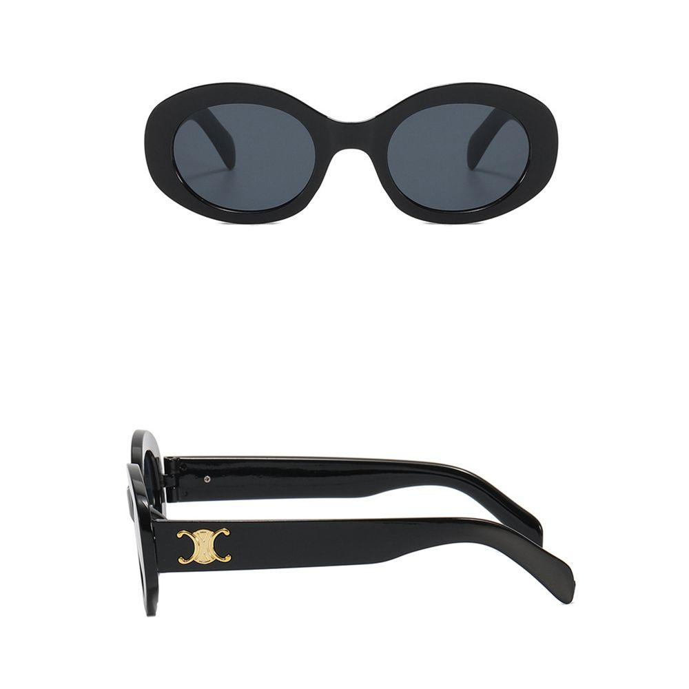 Needway Kacamata Anti UV Vintage Simple Retro Sunglasses PC Bingkai Oval Properti Foto Gaya Korea Eyewear