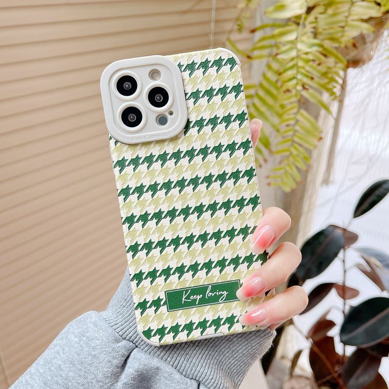 Keep Loving Fashion Green Houndstooth dots Case Hp VIVO V9 V20 S1 V15 Z1 Pro Y66 V5S V5 Lite Y83 Y81 Apple iPhone 6 7 8 Plus 7+ 8+ iPhone XS Max iPhone XR iPhone 11 12 13 Pro Max Case Women's