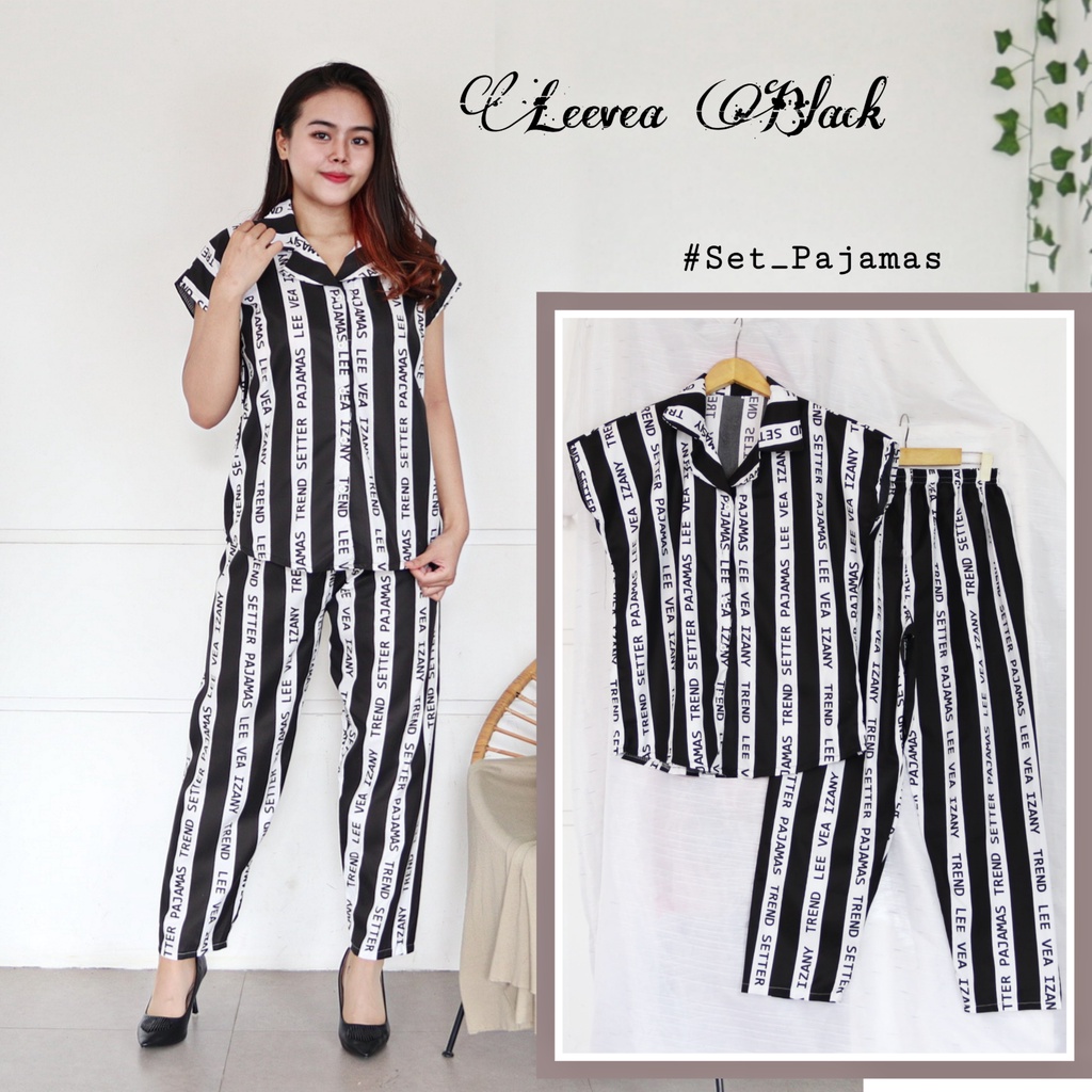 IZANY Piyama Daily ONE Set IZANY LD 104 cm / SET Izany Pajamas Banyak Motif-LEEVEA BLACK