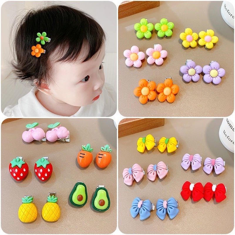 10pcs / set Jepit Rambut Mini Motif Kartun Gaya Korea Untuk Anak Perempuan