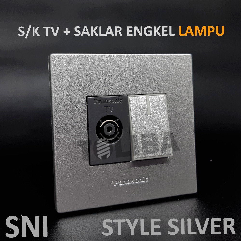 stop kontak tv + saklar engkel lampu /stopkontak silver panasonic stop kontak panasonic saklar lampu