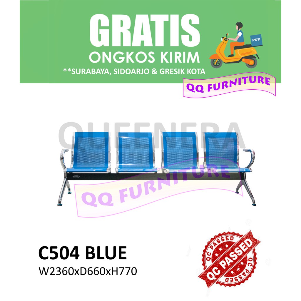  Kursi  Tunggu  4  dudukan  lebar 50 cm merk  Queenera tipe C504 