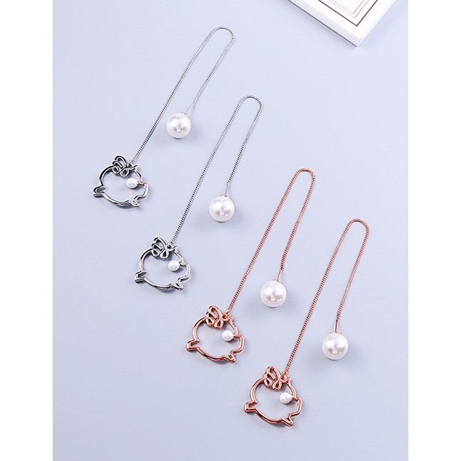 LRC Anting Tusuk Fashion Pearl Hollow Pig Earrings F89214