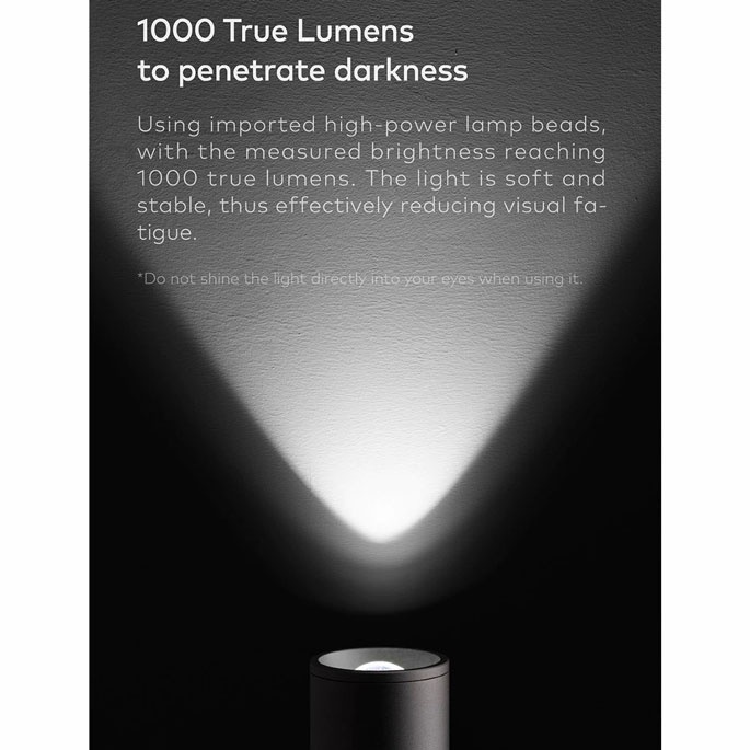 HOTO Senter LED Flashlight Lite Rechargeable 1000 Lumens - QWSDT001 - Dark Gray