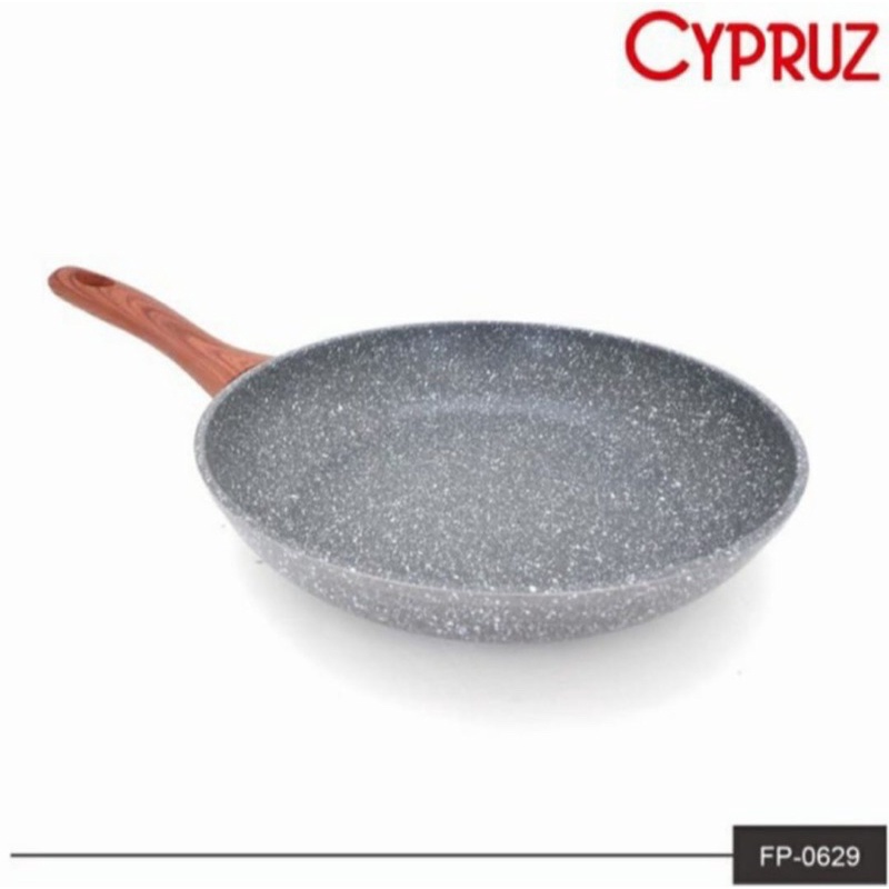 Fry Pan Induki Cypruz 18,20,22,24,26,28 cm Marble Ceramic Gagang kayu Penggorengan