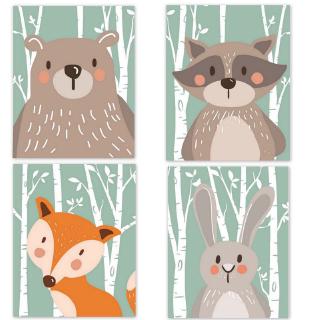 Animals Cartoon Pattern Canvas Wall Art Without Frame Decorative