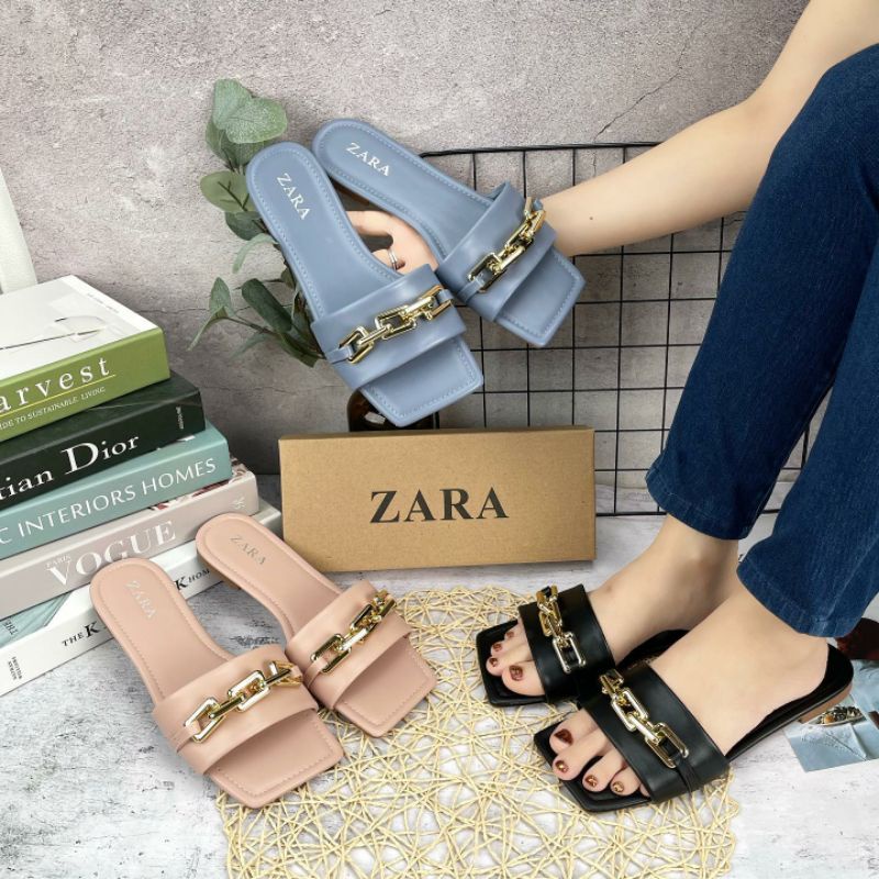 92831 Sandal Zara Flat - Sandal Sepatu Wanita
