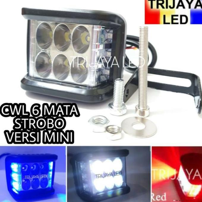 Lampu Tembak LED CWL 6 Mata Strobo Blitz Biru Merah Mini Offroad Motor 3jaya Segera Dapatkan