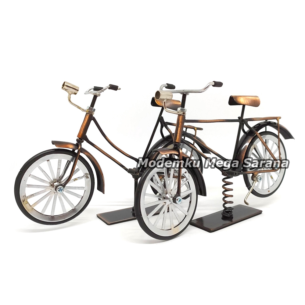 Paket isi 2 - Miniatur Sepeda Ontel Logam Kawat Laki + Perempuan - Ukuran SS
