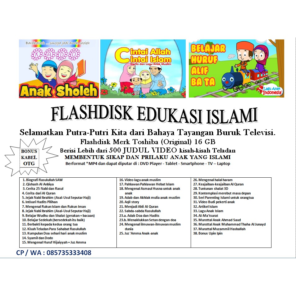 Flashdisk Video Edukasi Anak Muslim Bonus OTG Shopee Indonesia Flashdisk Video Edukasi Anak Muslim Bonus OTG Shopee Indonesia