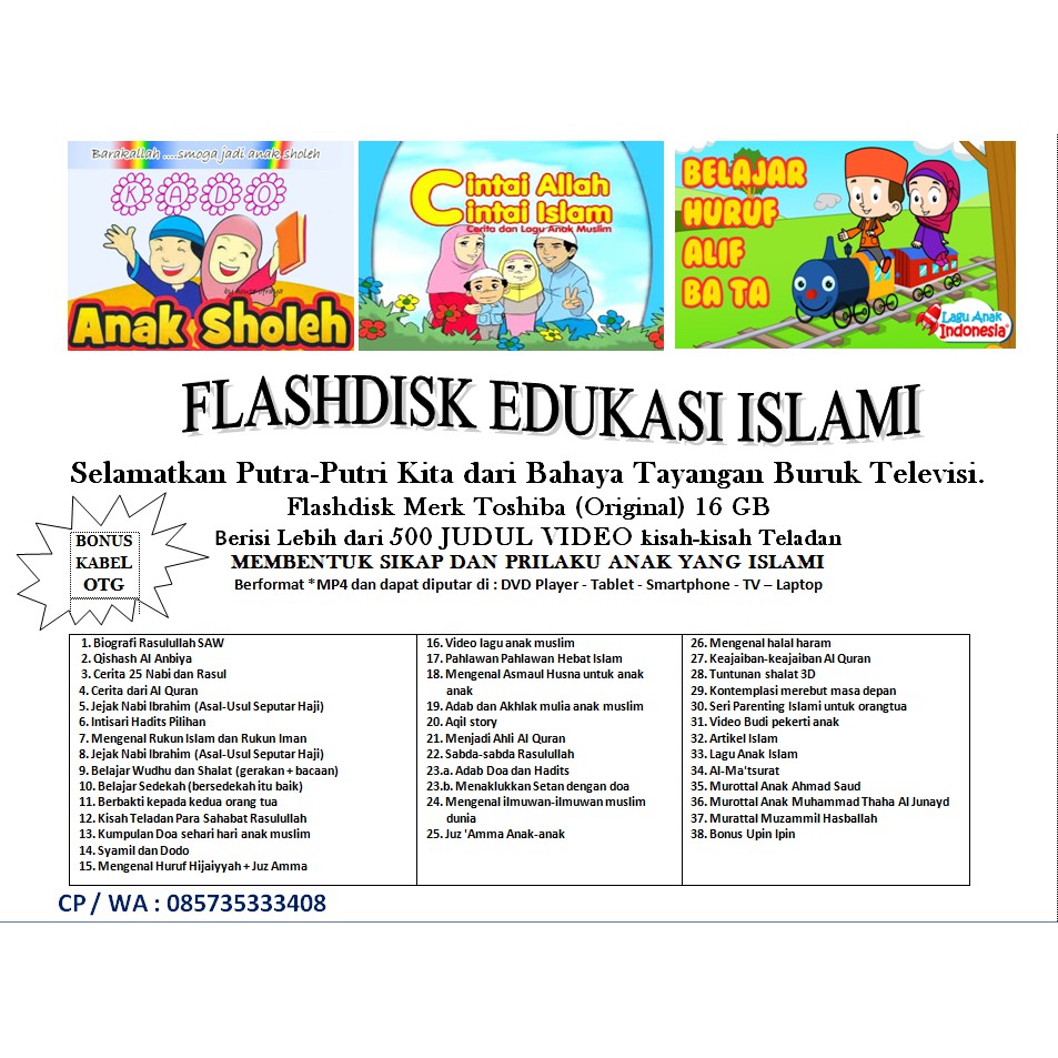 Flashdisk Video Edukasi Anak Muslim Bonus OTG Shopee Indonesia