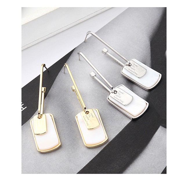 LRC Anting Tusuk Fashion 14k Gold Plated Gold U-shaped Tag Shell S925 Silver Needle Earrings Y62749