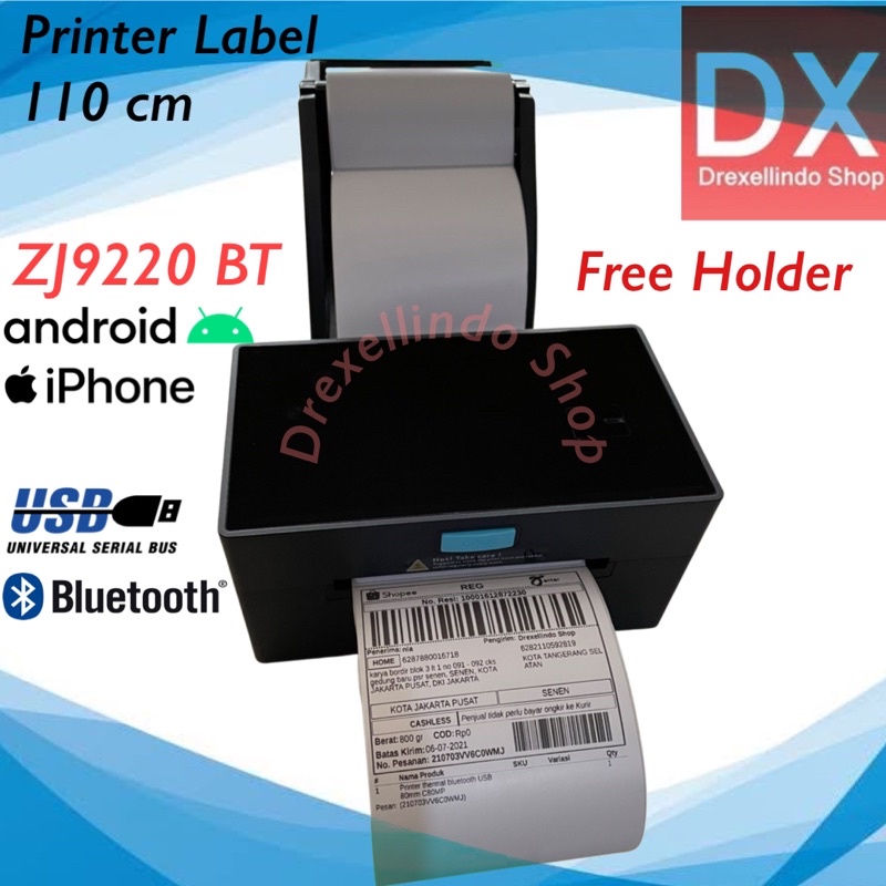 Printer Thermal Barcode Label ZJ-9220 USB BLUETOOTH ZJ9220