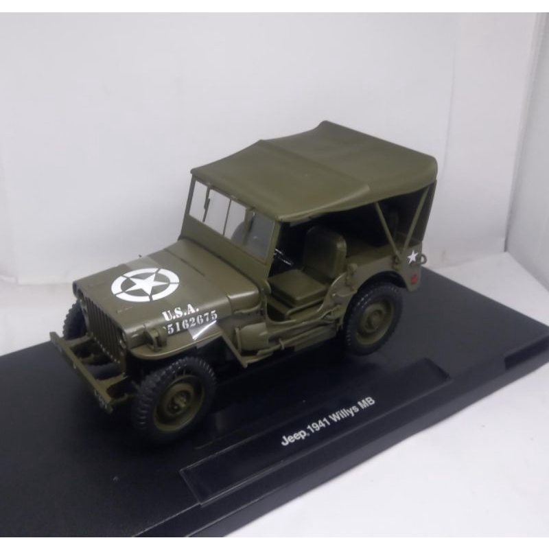 diecast miniatur mobil jeep willys 1:18 army tempur perang tentara tni