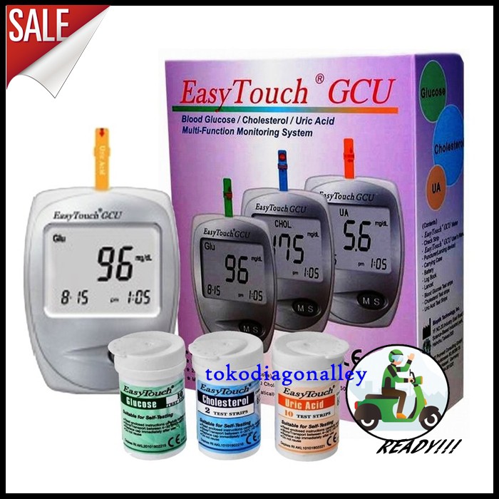 Alat Cek Gula Darah Kolesterol Asam Urat Set Lengkap Komplit Tas Kadar Glukosa Easy Touch GCU 3 in 1