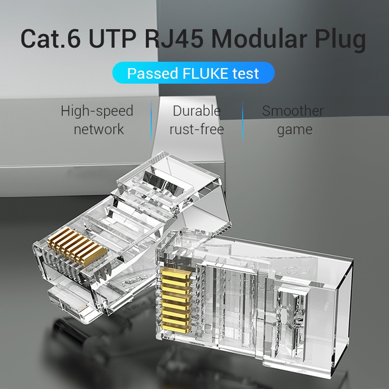 (Bisa Cod) Vention Konektor RJ45 Cat6 UTP Modular Gigabit Jack Plug Connector IDD