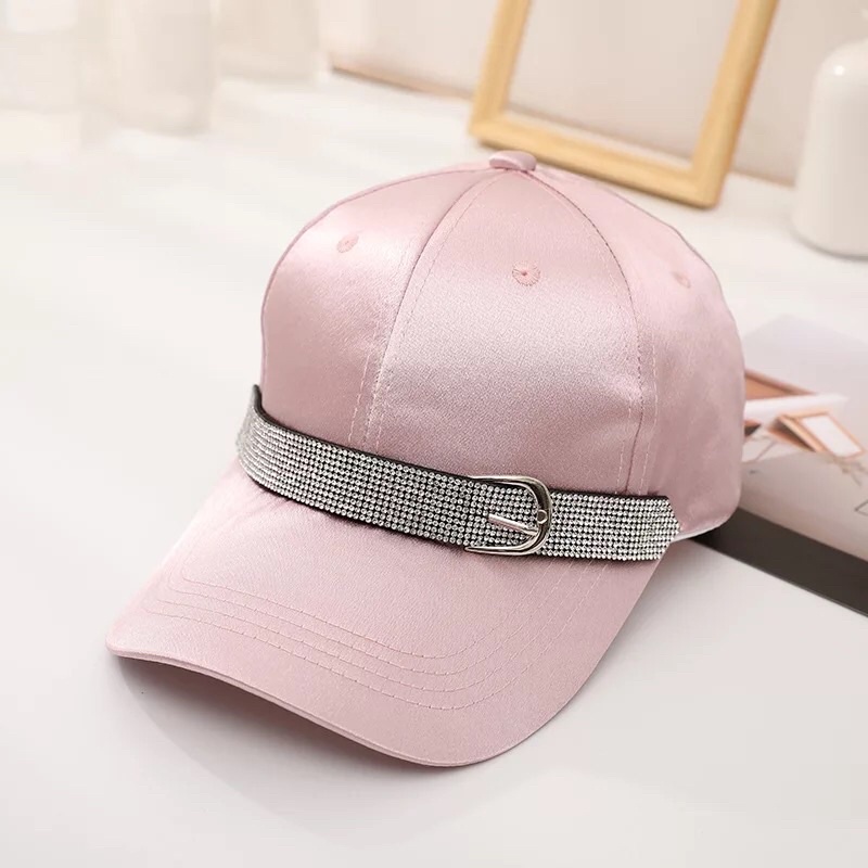 Topi Baseball Perempuan Gaya Ikat Pinggang Topi Import Mewah Topi Cewek Keren Kekinian Berbahan Katun Twill Unisex