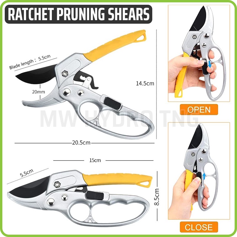 Ratchet Pruning Shears Scissors - Gunting Taman, Dahan Ranting Tanaman