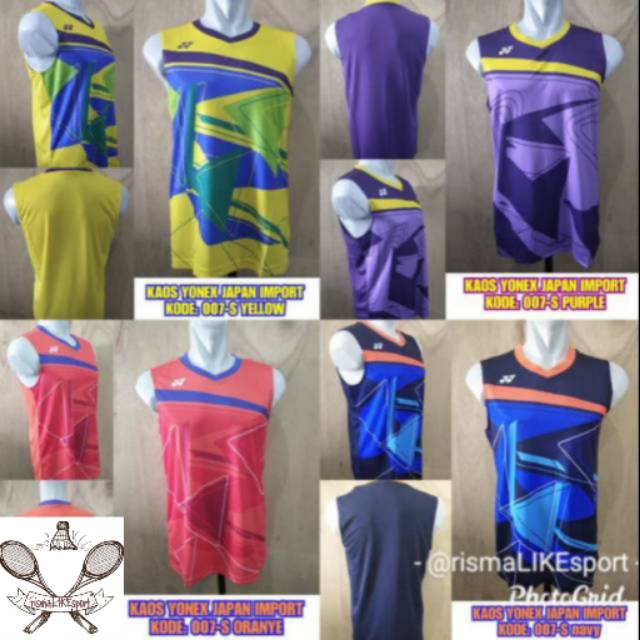 MURAH COD Singlet Baju Kaos Jersey Badminton Bulutangkis Yonex Grade Original Import 007-S