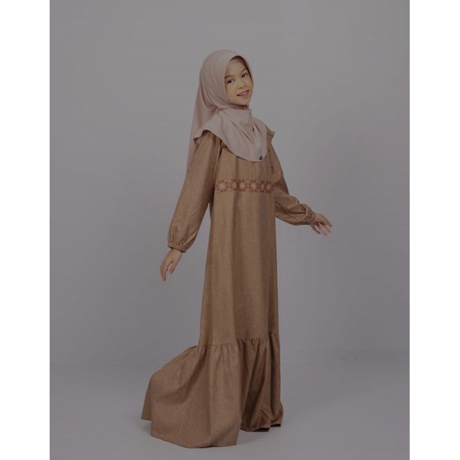 Gamis Dress fashion muslim elzatta pakaian muslim anak perempuan sarimbit kayana Girl coklat no 08,1