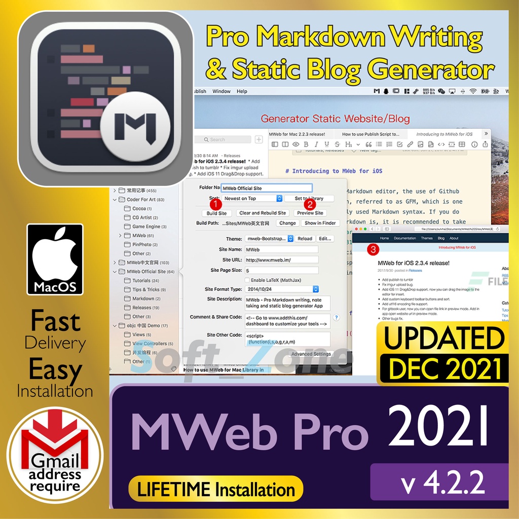 

MWb Pr 4.2.2 - Pr Mrkdwn Wrtng & Sttc Blg Gnrtr [mcOSX BgSr | Mntry Spprt] - Dgtl Dwnld