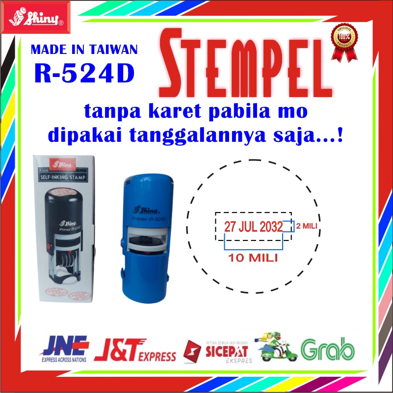 

YUH STEMPEL CAP SHINY PRINTER R-524 DAN R-524D 1 WARNA ONTOMATIS DOKTER PERAWAT LUNAS KSNTOR