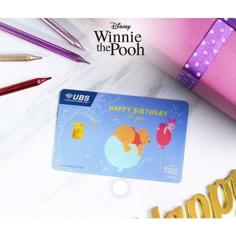 ubs Disney Winnie the Pooh happy birthday 0.25g/ubs Disney 0.25g/logam mulia Disney 0.25g happy birt