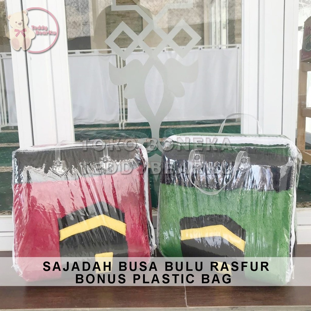 SAJADAH BUSA RASFUR HIJAU MOTIF KABAH BONUS PLASTIC BAG