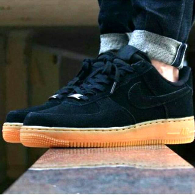 nike air force suede black gum