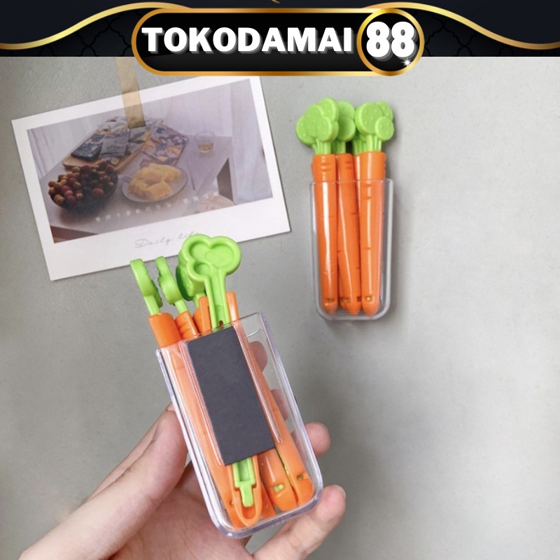 Jepitan Plastik Snack Klip Carrot Wortel Isi 5pc Holder Magnet