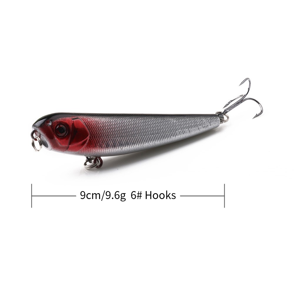 HENGJIA 2pcs/set Umpan Pencil Minnow Pancing Swimbait 9CM/9.6G Topwater Fishing Lure Ikan Bait Kail