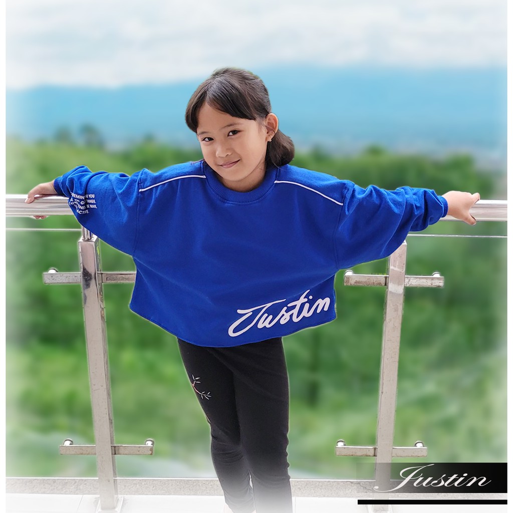 Sweater anak perempuan oversize crop JUSTIN OVERSIZE CROP sweter anak cewek tanggung 8-12 tahun