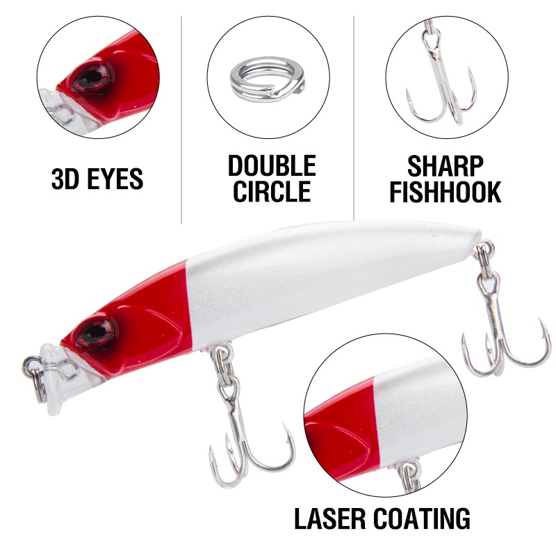 Alat Pancing Alat Pancing Murah Umpan Pancing Clouser Minnow 1PCS 8cm/10g Kail Pancing relix nusantara Heavy Sinking Minnow Umpan Pancing Buatan 3D Eyes Plastic Umpan Ikan Minnow Lure Umpan Mancing