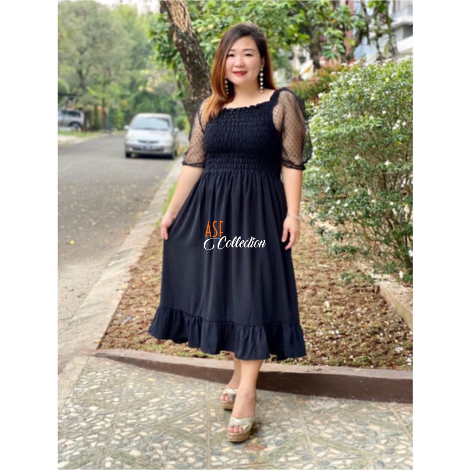 Paloma Dress Wanita Jumbo|Dress bodycon maxsi casual pesta party|Dress sabrina big size|Dress Sabrin