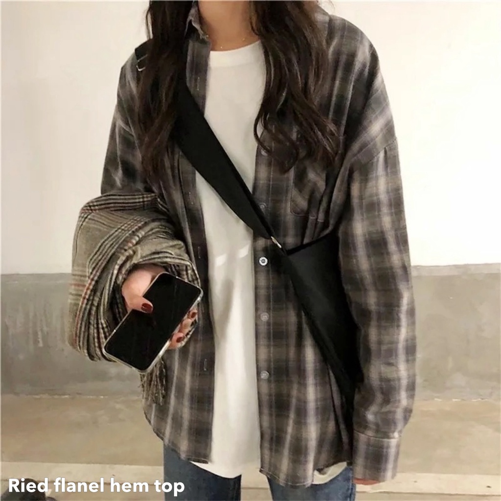 Ried flanel hem top - Thejanclothes