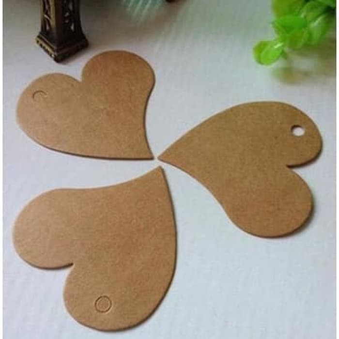 Paper Hang Tags - Heart Shape Blank Tag Kraft 45x40mm (10pcs)